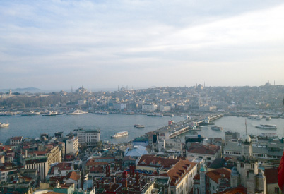 アジア大陸側から見たイスタンブールの旧市街中心部